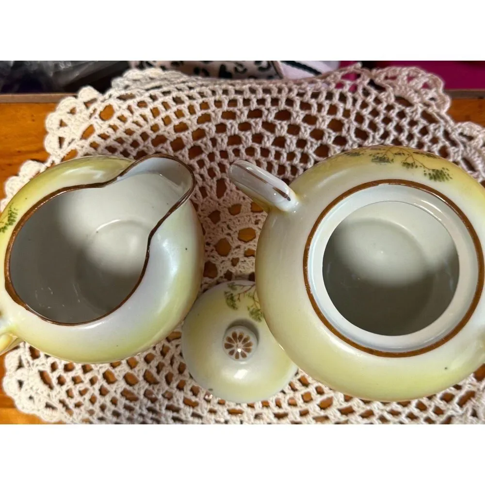 Vintage Japanese Hand painted Creamer and Sugar Bowl Set